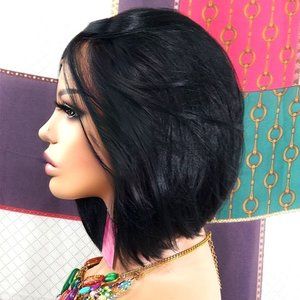 Natural look Black bob lace front wig